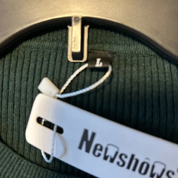 New Dark Green Long Sleeve Ribbed Top - Picture 5 of 6